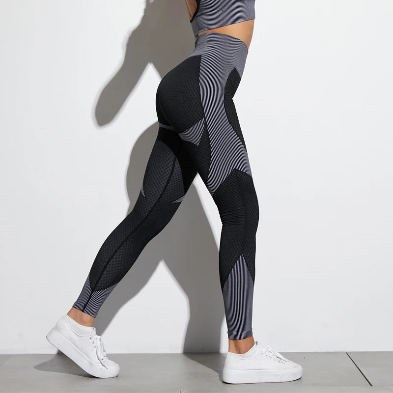 Fashion Women Seamless High Waist Fitness Gym Leggings Push Up Energy Tights Workout Running Activewear Tummy Control Yoga Pants