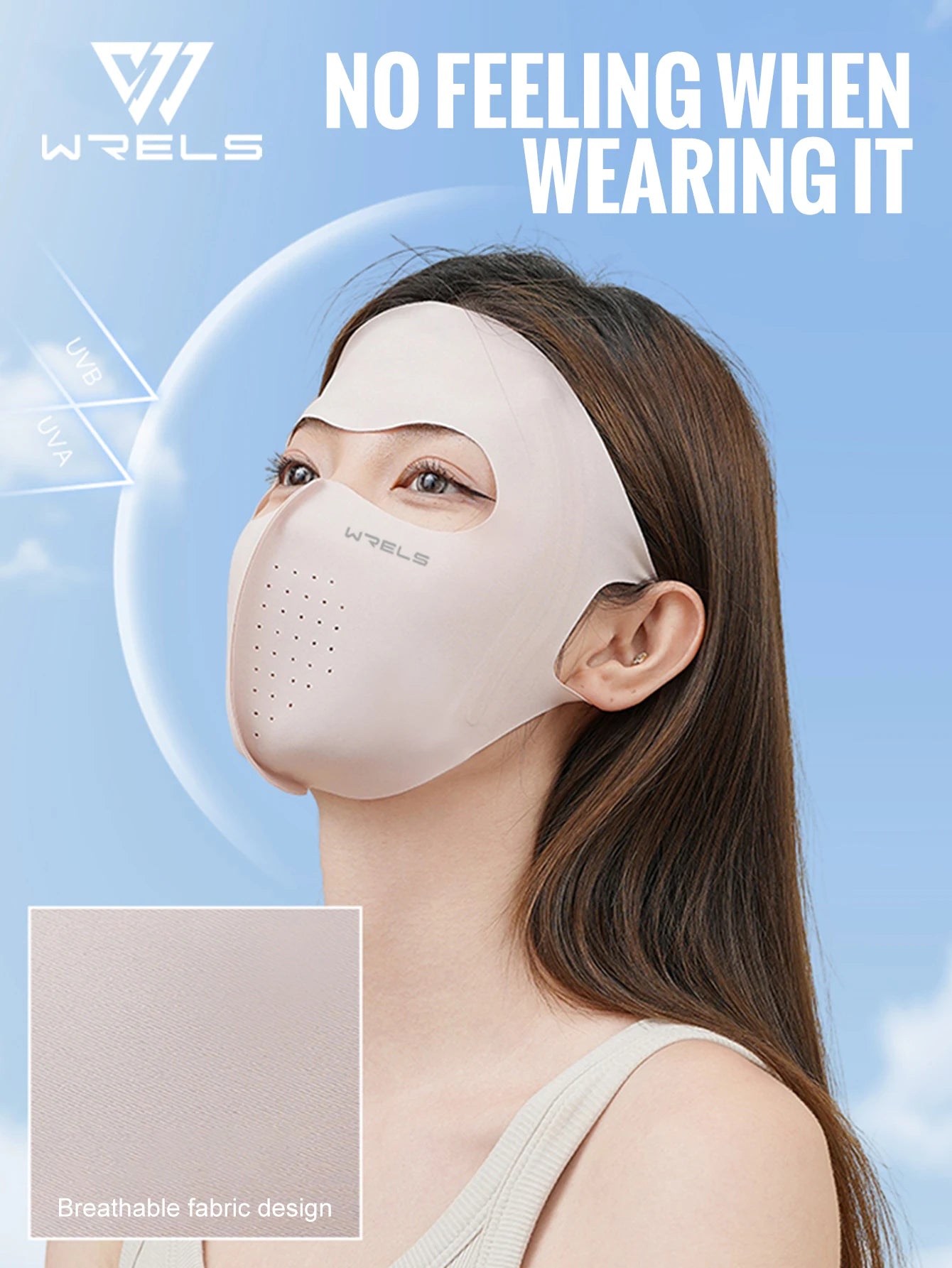 WRELS UV Protection Mask  Ice Silk Sunscreen Mask Breathable Lightweight Cycling Face Mask Anti-UV 400 Facemask For Men Women