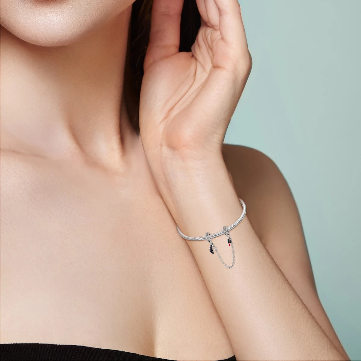 925 Silver Lipstick High Heels Charms For Lady Pendant Fit Original Bracelet DIY Ornament
