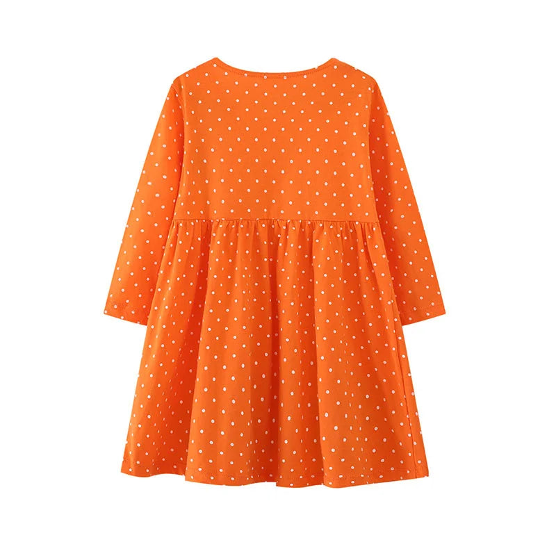 Jumping Meters 2-7T Princess Girls Dresses Buttons Hot Selling Long Sleeve Animals Baby Girls Clothes Party Kids Frocks Costume