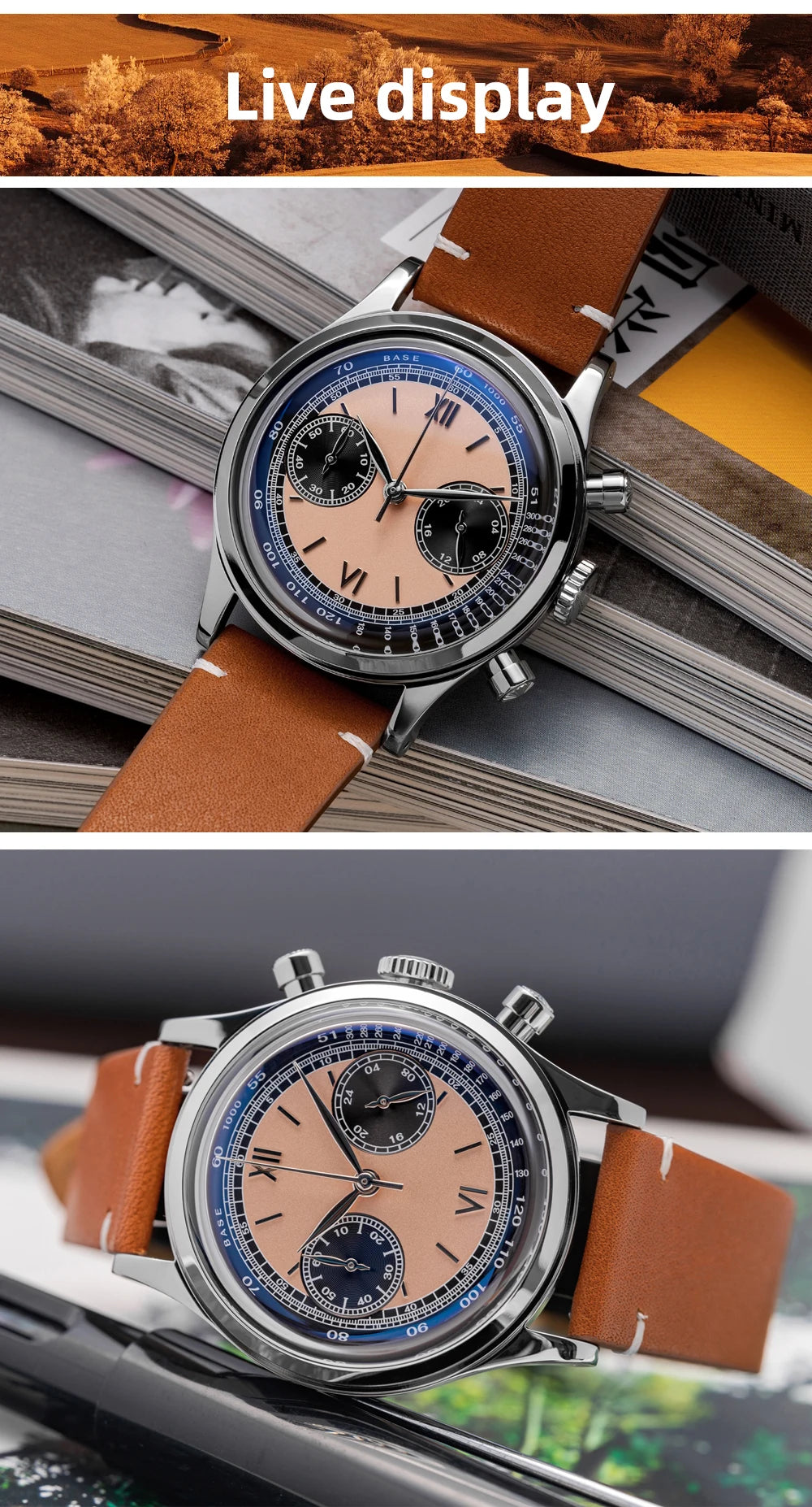 ADDIESDIVE Men watches Quartz Wristwatch Sport waterproof 100m Chronograph AR Coating VK64 Movement Retro Leather Watch New