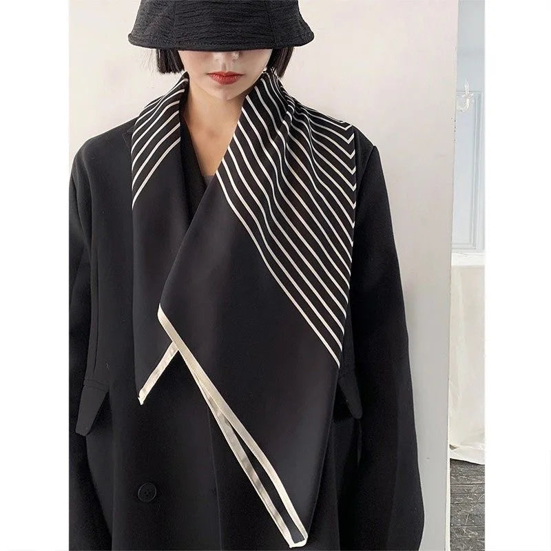 2026 new 90cm new striped women's professional square headscarf travel sunscreen scarf unique and chic accessories