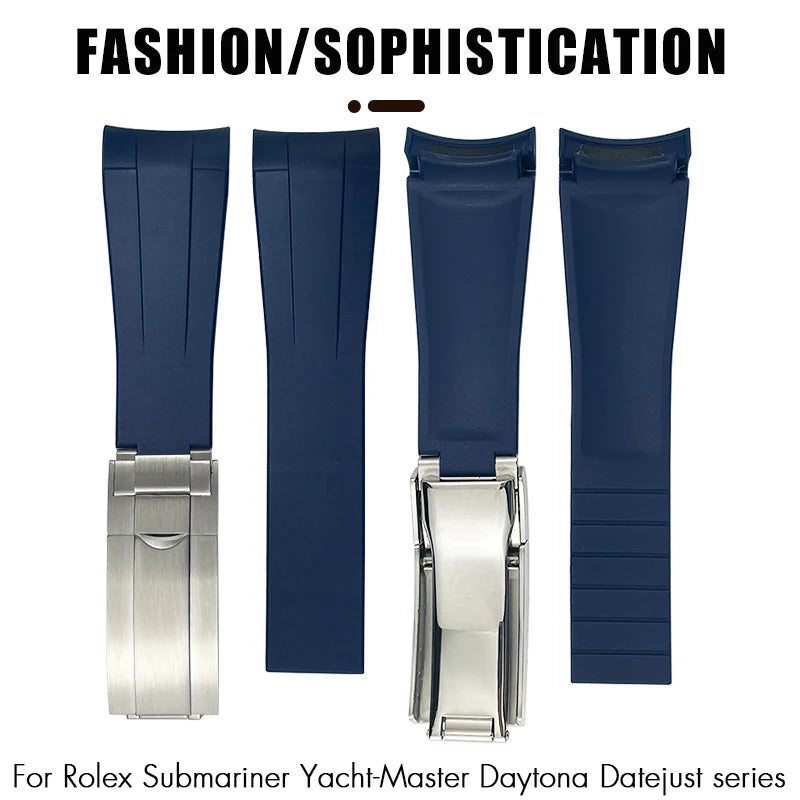 18mm 19mm 21mm 22mm Curved End Rubber Silicone Watchband for Rolex Submariner 20mm GMT Yacht-Master Daytona Deepsea Soft Strap