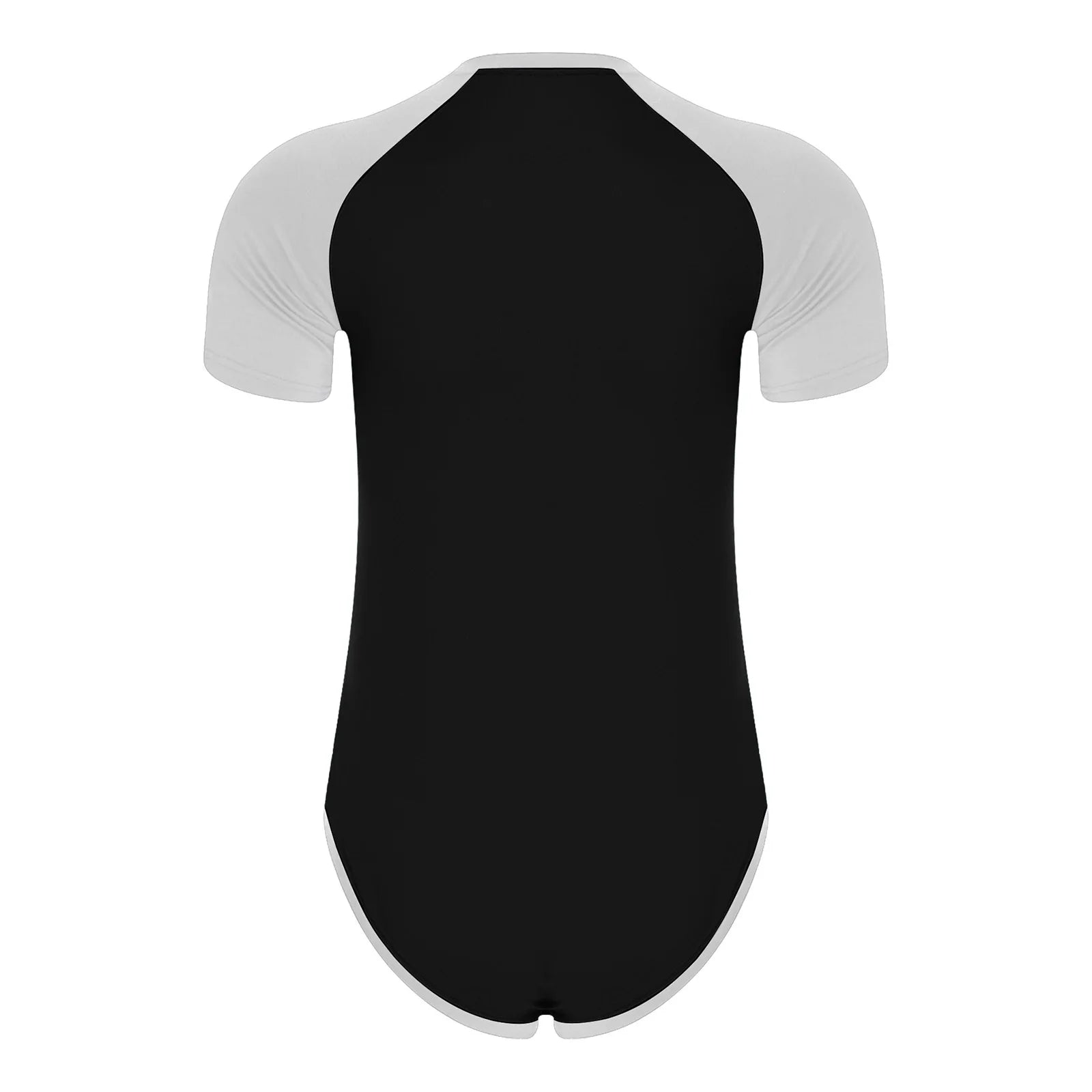 Men Workout Fitness Gym Sport Bodysuit Short Sleeve Openable Crotch Patchwork Jumpsuit for Workout Gym Sports Swimming Outfits