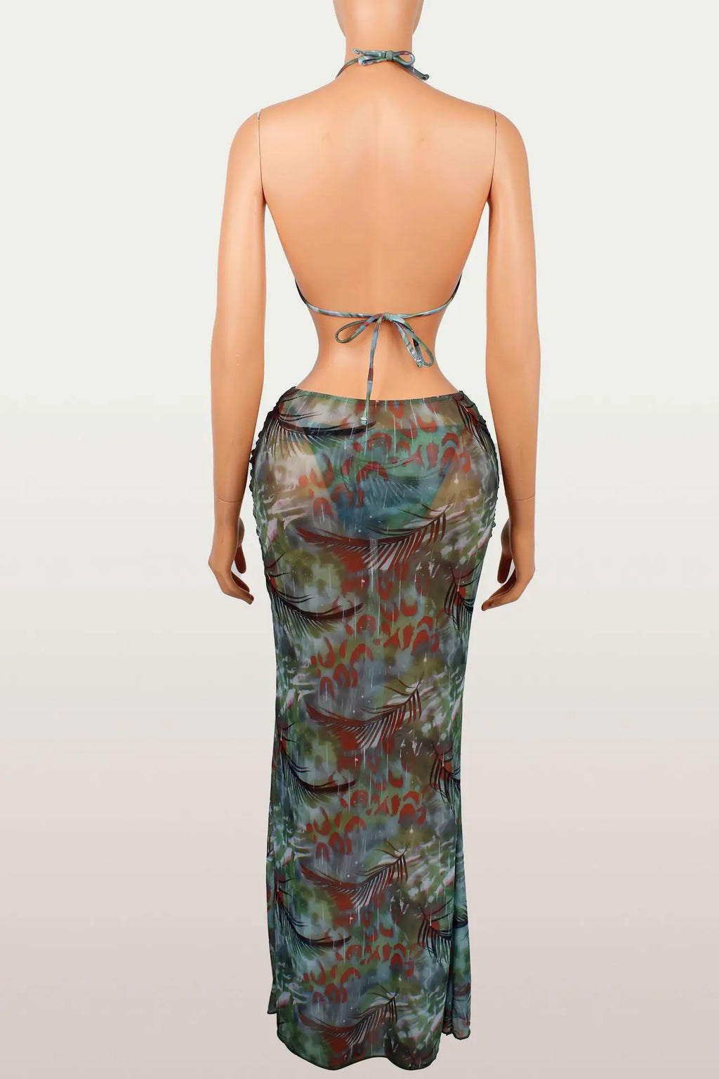 Vacation Beach Solid Color Sexy Bikini Top Top Hip-covering Long Skirt Three-piece Set