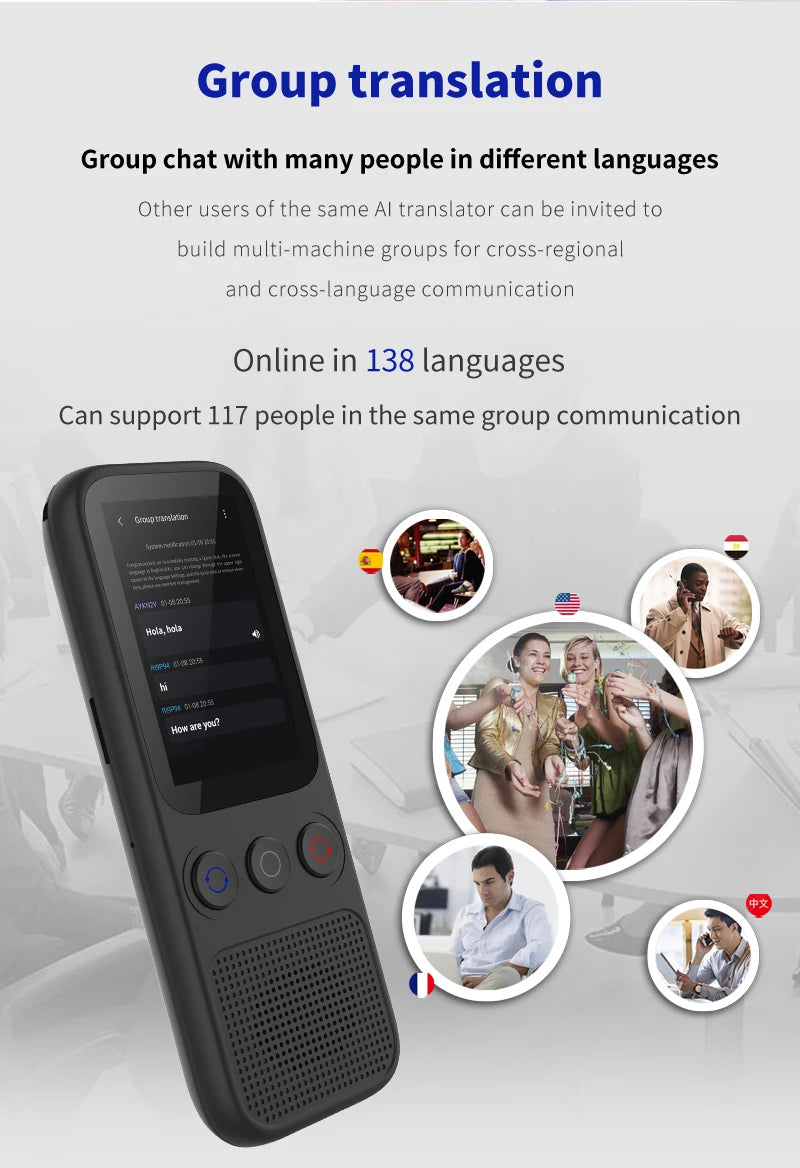 Language Translator Offline Voice Photo Translation WiFi Portable Translator 138 Languages Translator Device for Travel Business