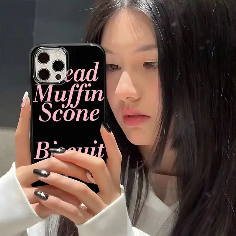 New Simple Pink English Pattern Phone Case For iPhone 16 15 11 13 14 12ProMax XR XS 78Plus MINI Shockproof Silica Gel Phone Case