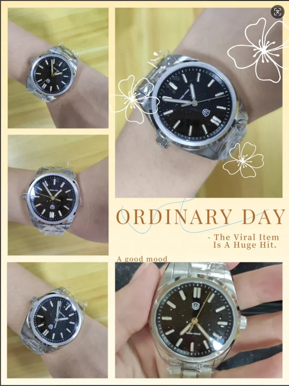 Watchdives New WD0003B ‌Aventurine Dial Watch VH31 Sweep Movement Sapphire Crystal Luminous 100m Waterproof 36mm Vintage Watche