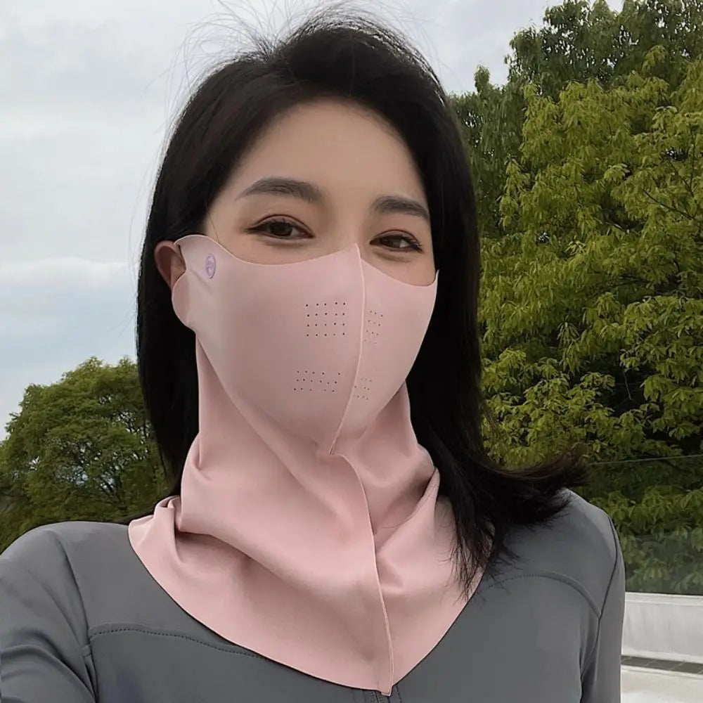 Cool Ice Silk Sun Protection Mask 3D Breathable Anti-UV Neck Scarf Sunscree UPF50+ Sunshade Face Mask Outdoor