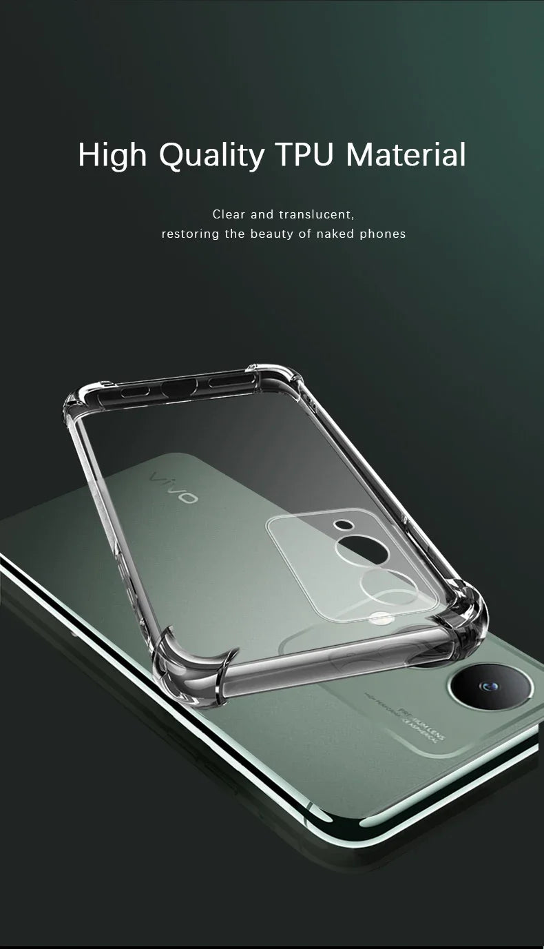 Soft Clear Silicone Phone Case for VIVO Y17S Y16 Y15A Y15S Y12S Y11 Y11S Y10 T1 Shockproof Airbag Transparent Back Cover Housing