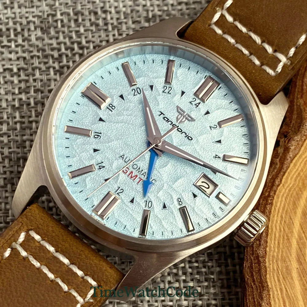 Tandorio  NH34A Automatic Mechanical Watch for Men Diving GMT Movement 200m Waterproof 39mm Sapphire Crystal 316L Bracelet