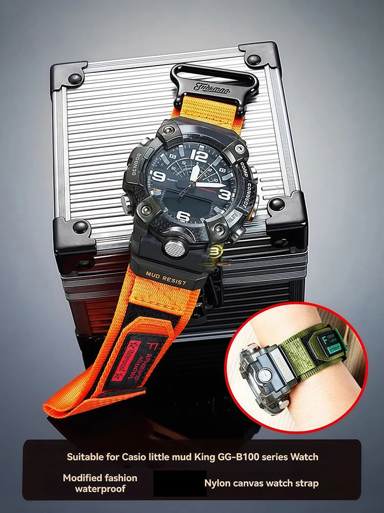 GG-B100 Modified Watch Strap For Casio G-shock GG-B100 series Sports Nylon Canvas WatchBand Men's watch accessories