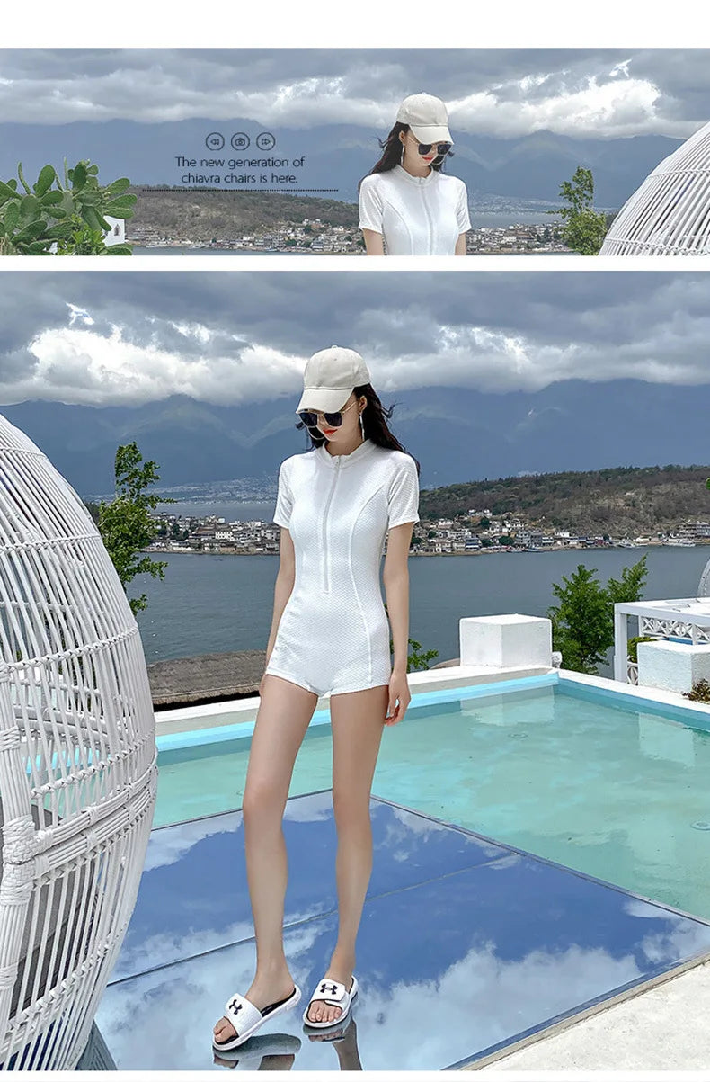 Vacation Surfing Conservative Sun Protection One-piece Swimsuit Women Covering The Belly To Show Off Weight Internet Celebrity