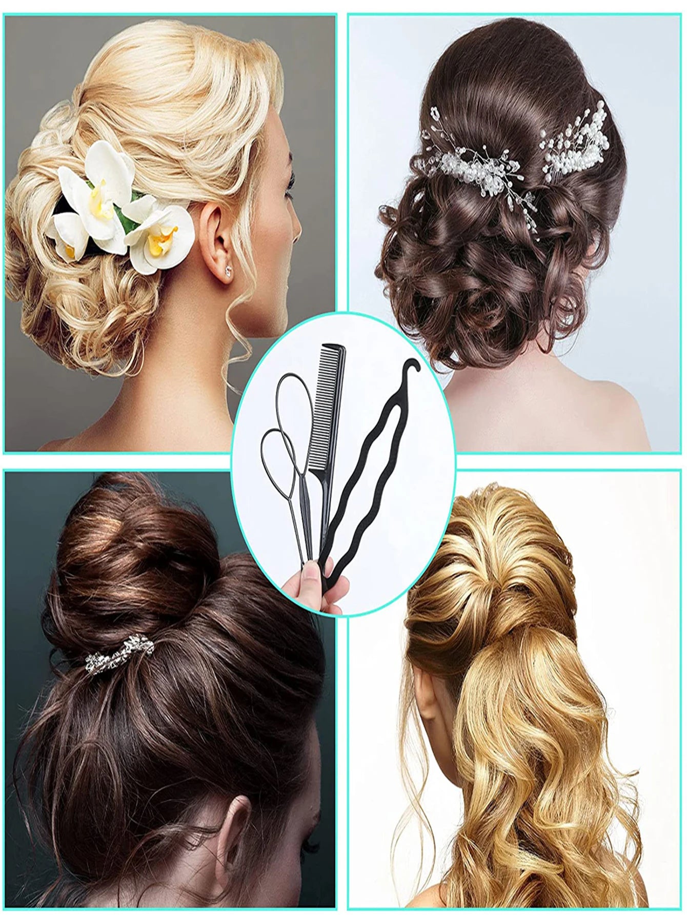 4 Pcs Hair Braiding Tool, DIY Hair Styling Tool, Braid Tool Loop for Hair Braid Styling