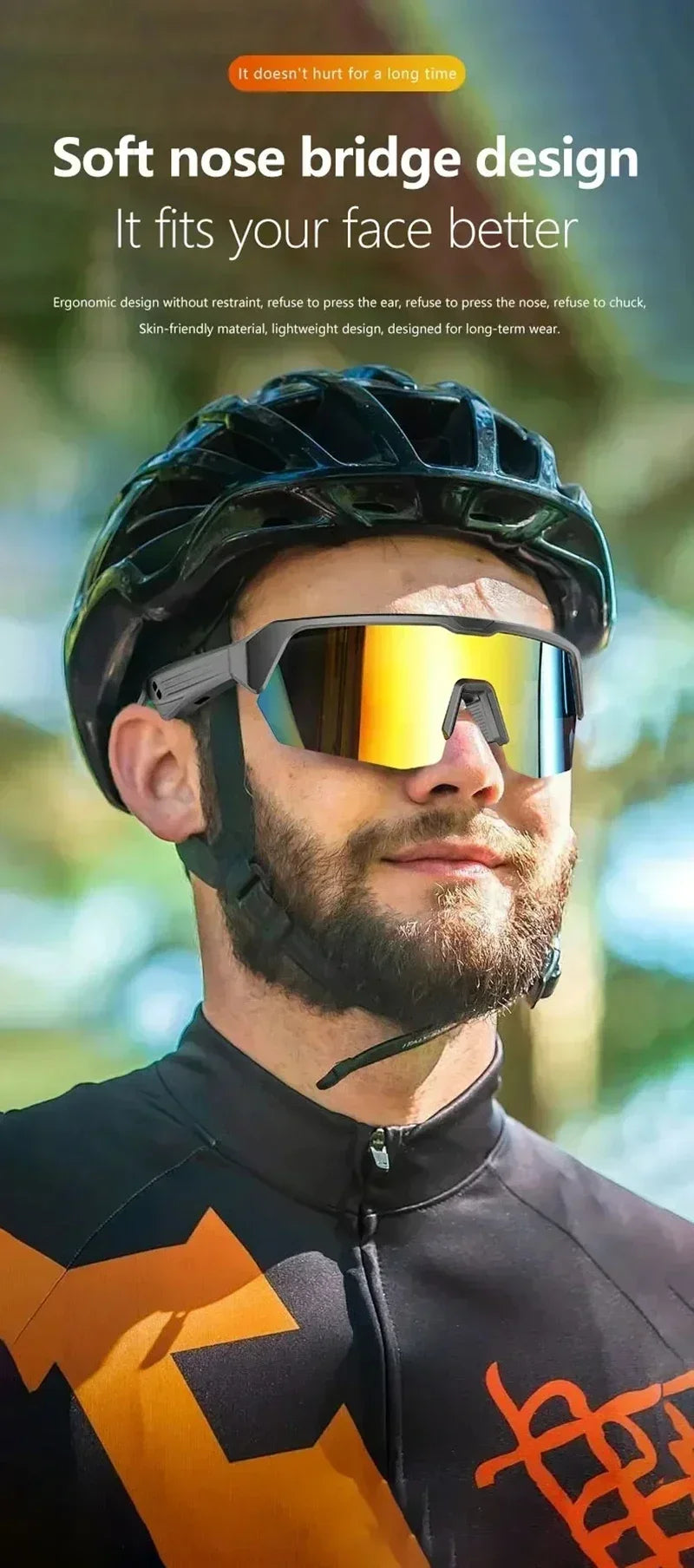 Smart Glasses Wireless Bluetooth 5.3 Sunglasses Built-in Microphone Speaker Touch&Voice Assistant Compatible Glass for Men Women