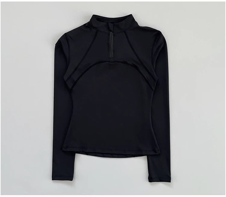 Outdoor running women's sports top Spring and Autumn new yoga suit half zipper slimming fitness training long sleeved women
