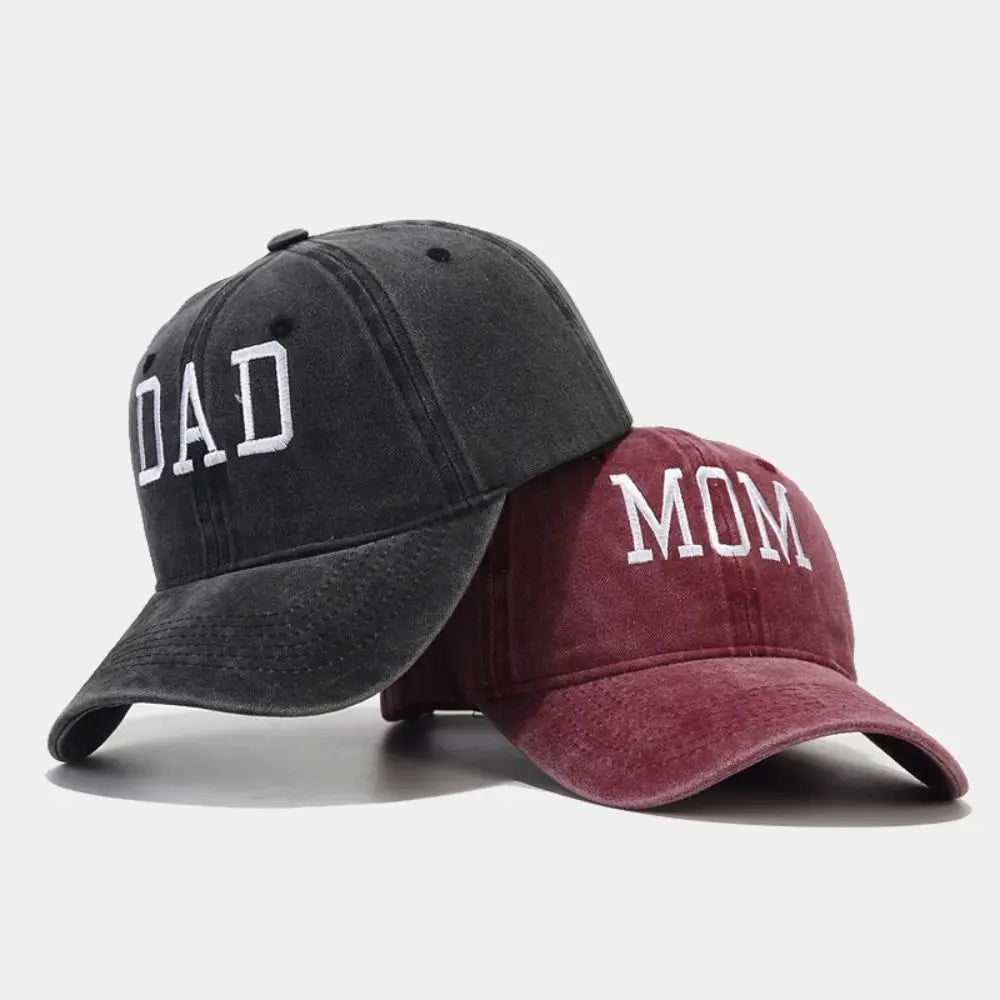 Fashion DAD MOM Embroidery Baseball Caps Adjustable Hiphop Baseball Hats Distressed Faded Cap Vintage Sunscreen Hats