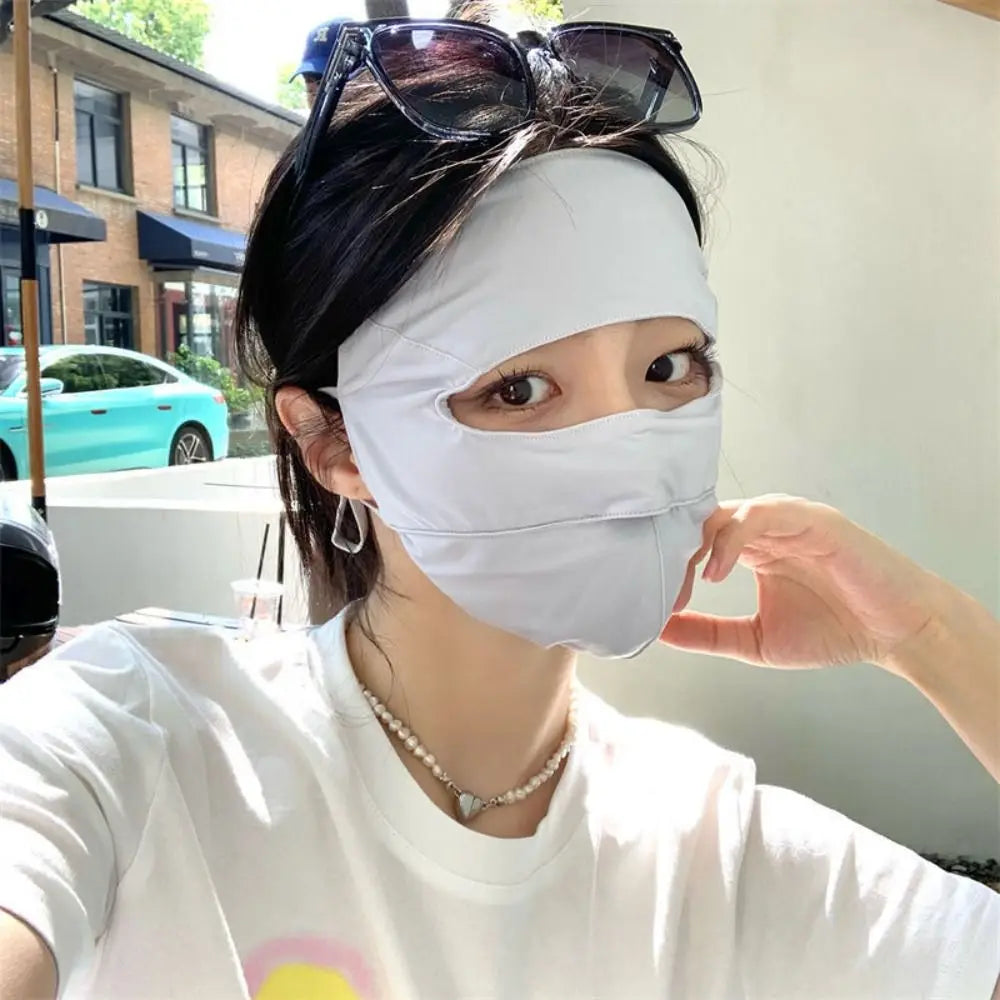 Summer Full Cover Face Mask Sunscreen Mask Ice Silk Uv Protection Breathable Face Shield Sunshade Cycling