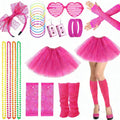 1980S Glittering Apparel Rainbow-Themed Accessories 70S Rainbow Ballet Skirt Headpieces Gloves Necklaces Carnival Halloween Sets