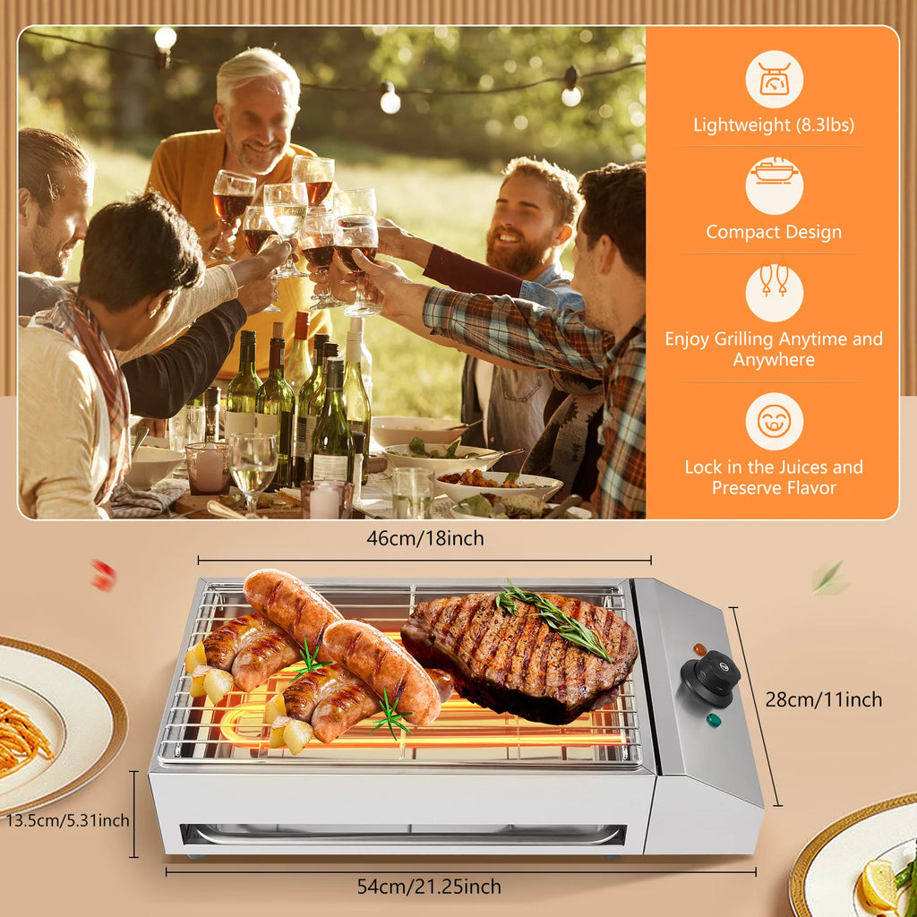 Family Smokeless Grill 1800W 110V Stainless Steel Electric Smokeless Barbecue Oven Grill For Restaurant BBQ Equipment