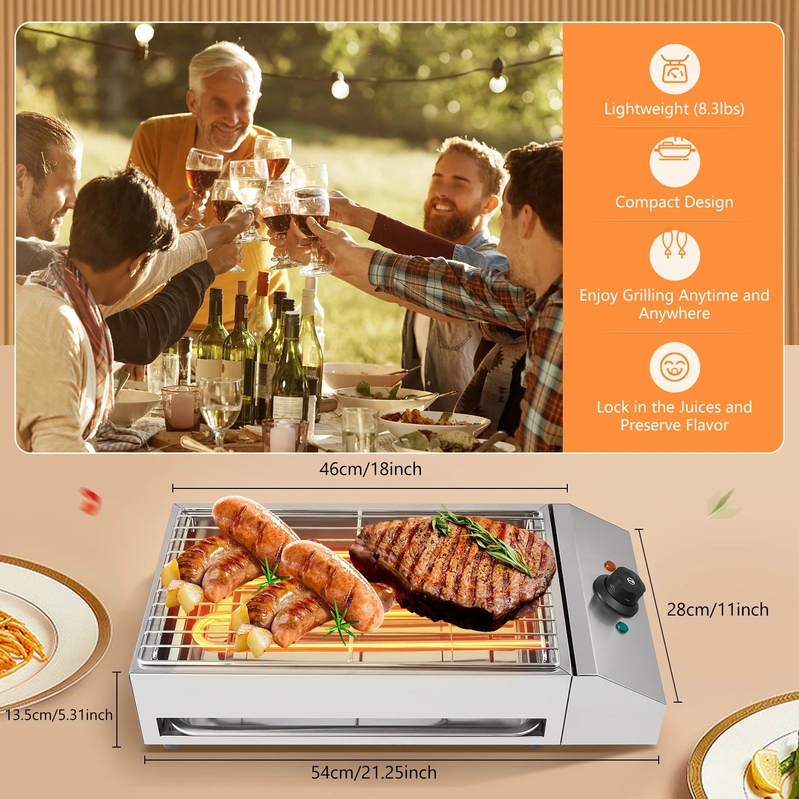 Family Smokeless Grill 1800W 110V Stainless Steel Electric Smokeless Barbecue Oven Grill For Restaurant BBQ Equipment