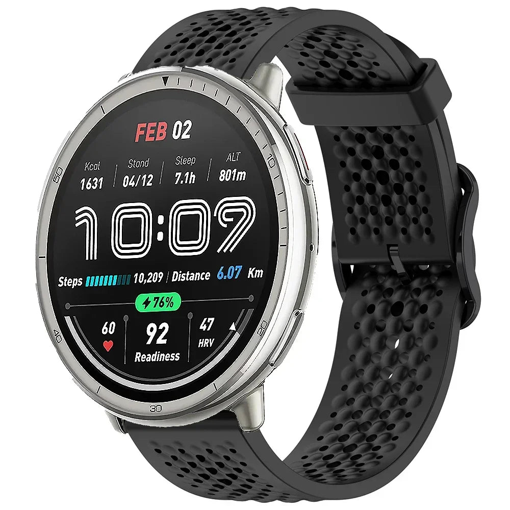 20mm 22mm Silicone Strap For Amazfit Active 2/GTS 4/3/2 Sports Breathable Bracelet Wristband Amazfit Bip 6/5 GTR 4/3 Accessories