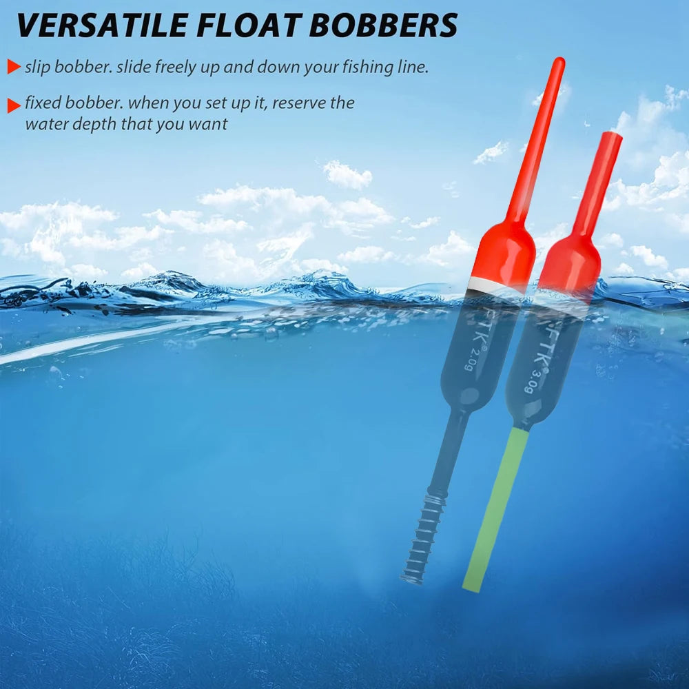 FTK 5pcs/pack Balsa Wood Fishing Floats Bobbers Spring Vertical Buoys Slip Bobber For Crappie Panfish Catfish Walleye Bass