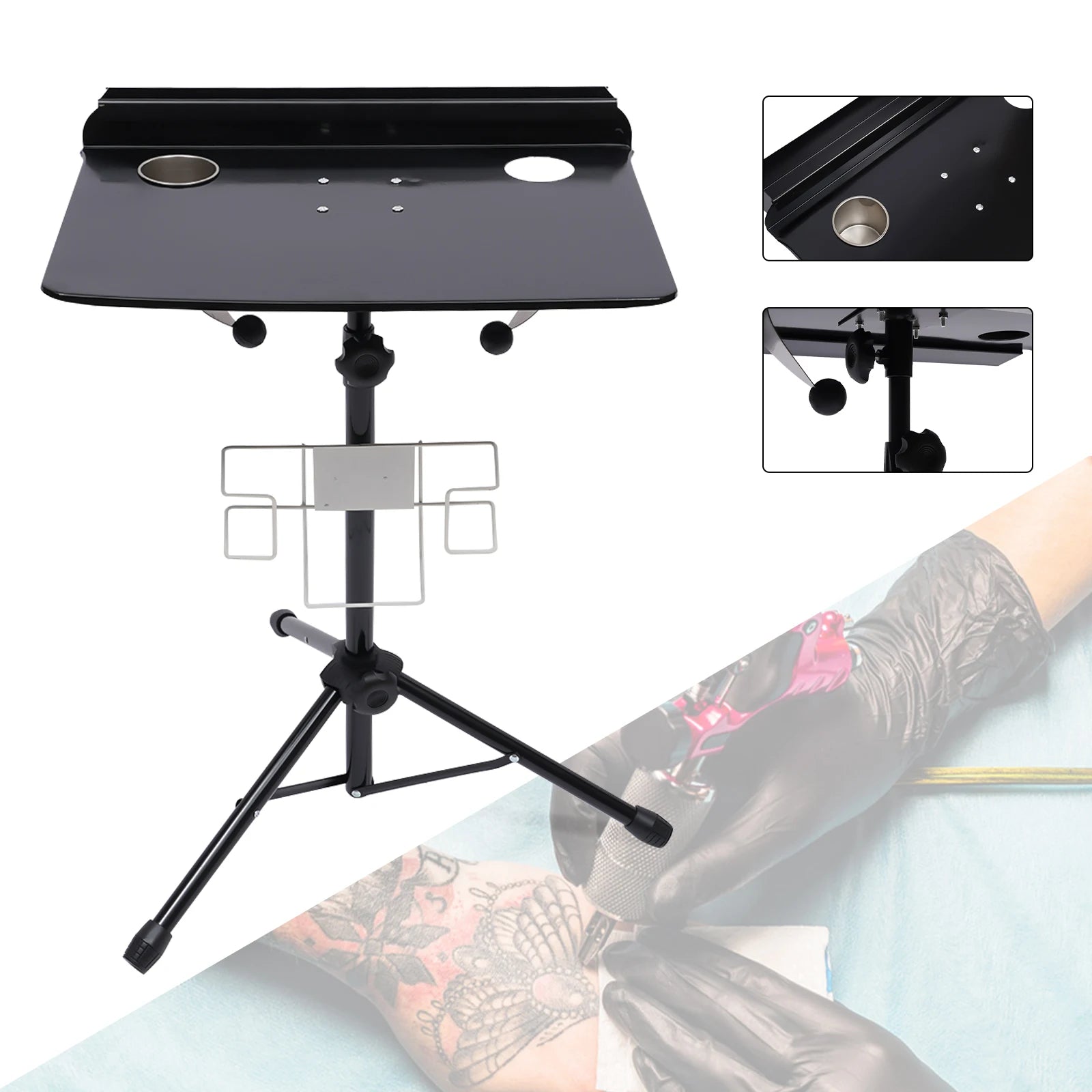 Mobile Metal Tattoos Tattoo Work Station Stand Tattoo Beauty Desk Table Adjustable New