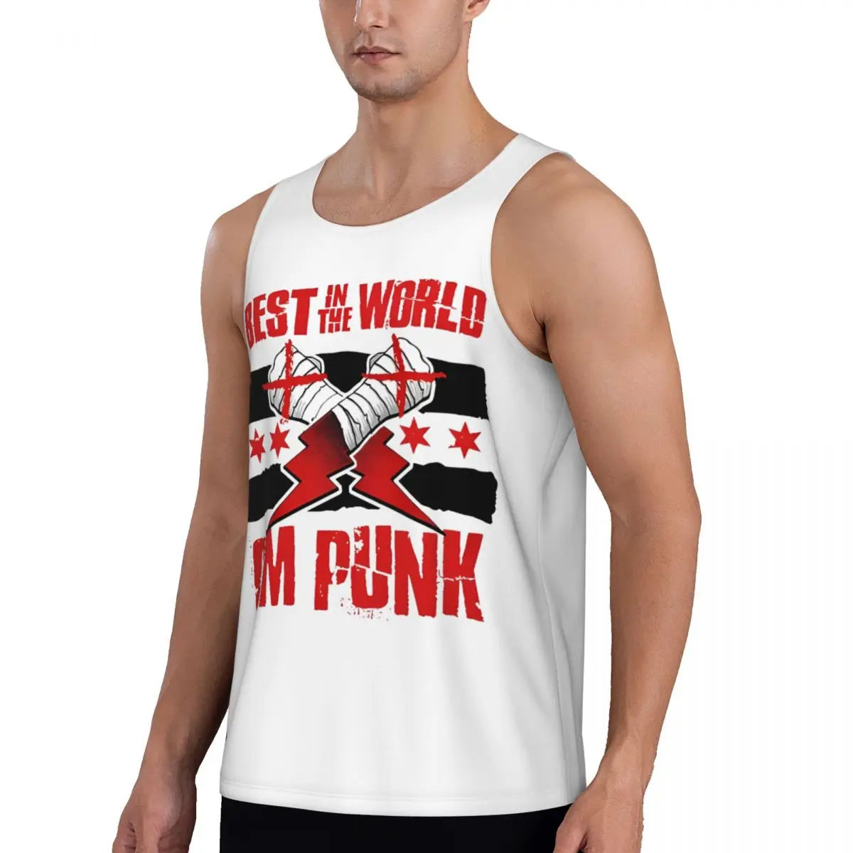 Graphic Wrestling CM Punk Best In The World Workout Tank Tops Sleeveless Shirt Bodybuilding Fitness Gym Compression Vest