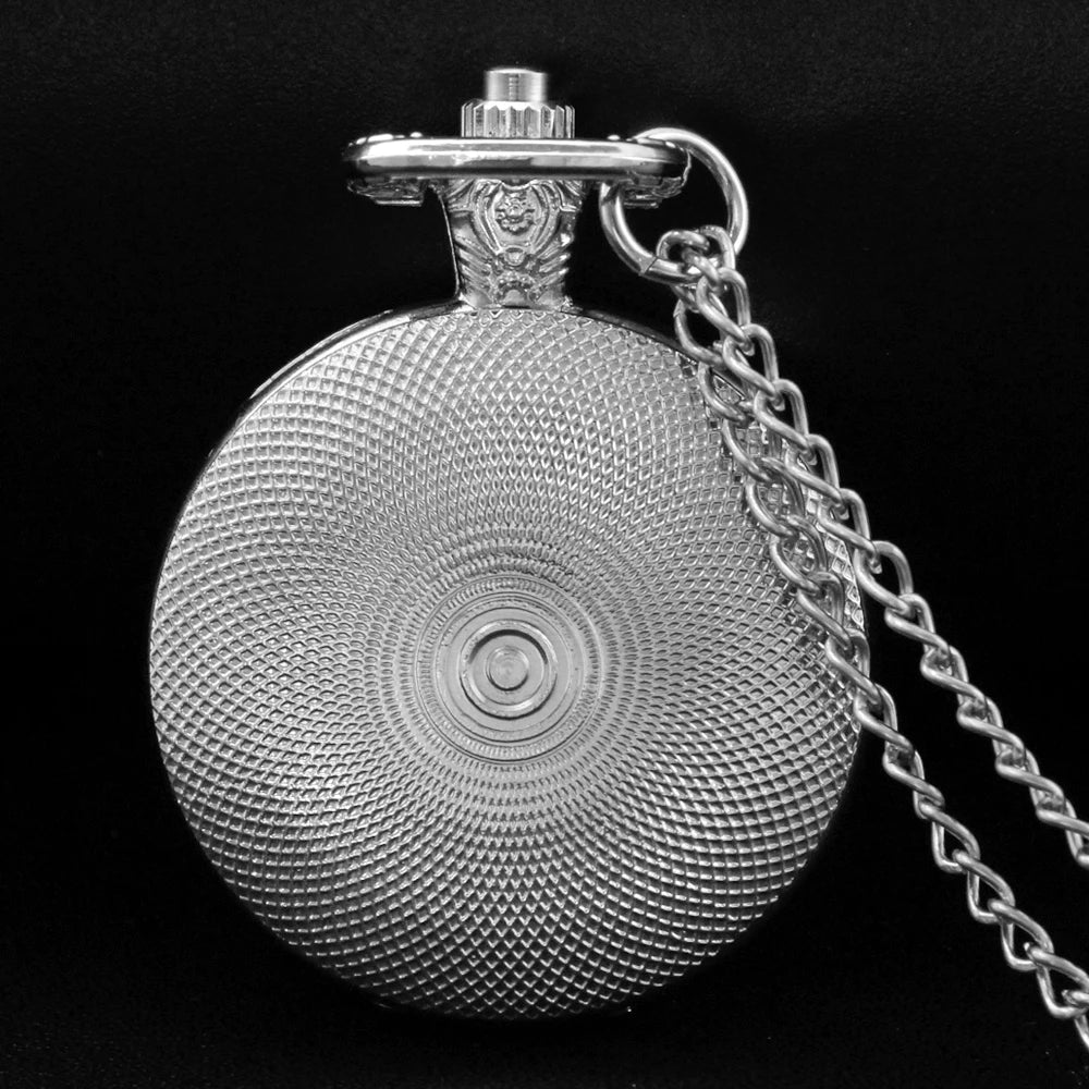 Vintage Time Machine Clock Design Quartz Pocket Watch Necklace Pendant Ideal Gift for Men & Women and Kids Pendant Birthday Gift