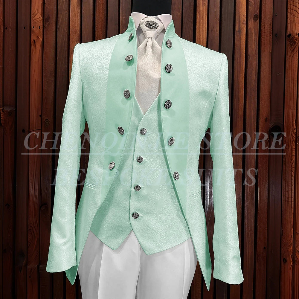 Formal Jacquard Men's Suits Elegant Wedding 3 Piece Jacket Pants Vest Blazer High Quality Full Sets Costume Homme Blazer 2025