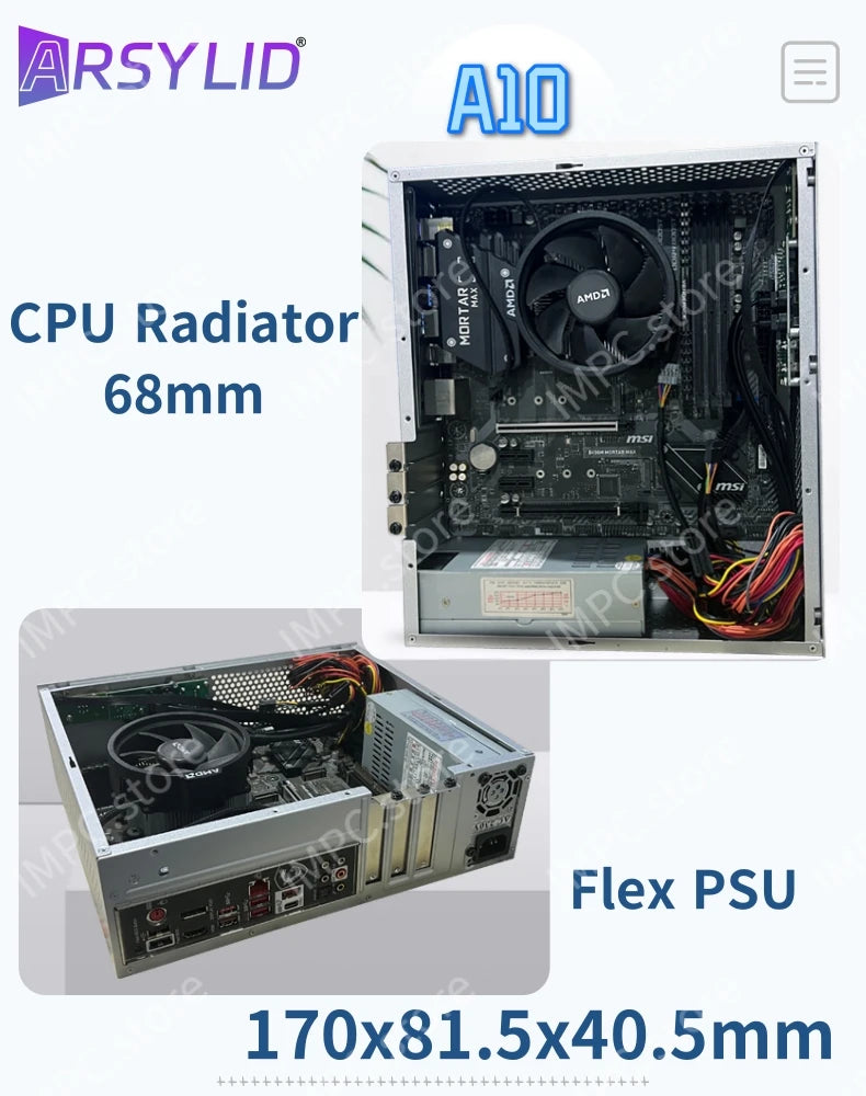 A10 7.3L M-ATX Chassis A4 HTPC Portable Half-Height Graphics Card Computer PC Support PCIe 2.5' SSD Drive Mini Flex PSU Case