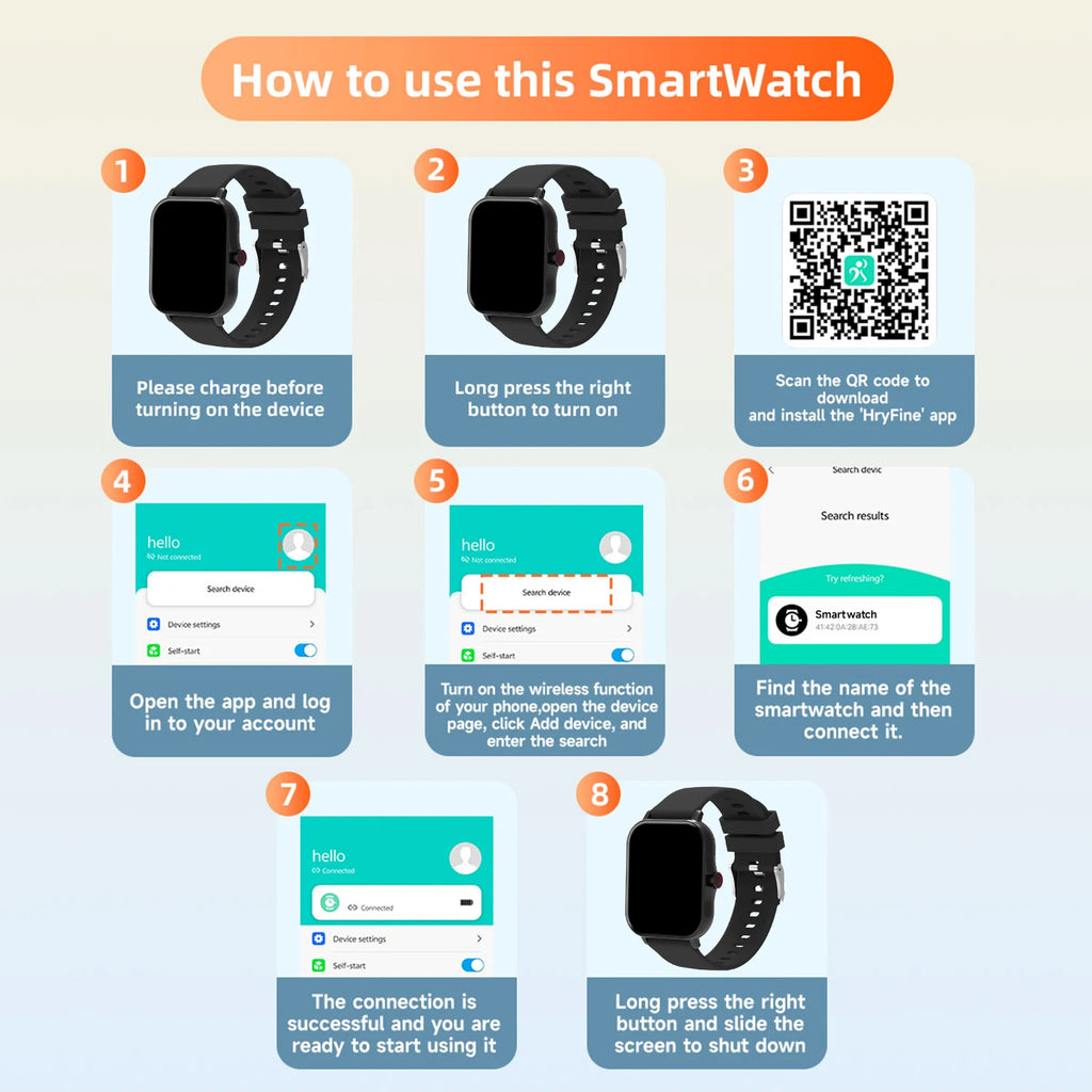 2026 New Smartwatch 1.83"Screen Bluetooth Call Voice Assistant Music Control Fitness Tracker for Android/IOS Phone Children Gift