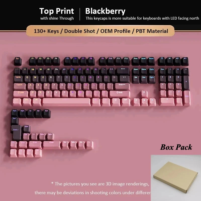 Gradient Keycaps 134 Keys OEM Profile PBT Double Shot Keycap For MX Switch Gaming Mechanical Keyboard Side Printed RGB Key Caps