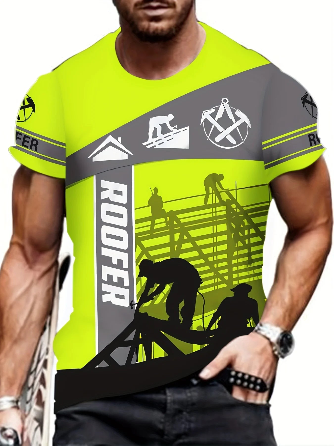 2025 New Men's T-shirt Welder Printed Shirt Workwear Men's Large Size Casual Short Sleeve Streetwear Tops Daily Pullover