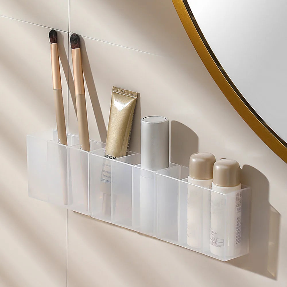 Wall Mounted 3Grids Jewelry Box Cabinet Self-adhesive Sundries Storage Box Eyebrow Pencil Lipstick Lip Glaze Organizer DROPSHIP