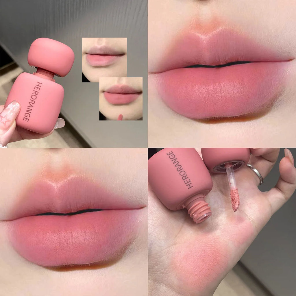 1pcs Red Brown Matte Lip Mud Liquid Lipstick Waterproof Non-stick Cup Chocolate Lip Color for Women Lips Makeup Cosmetics
