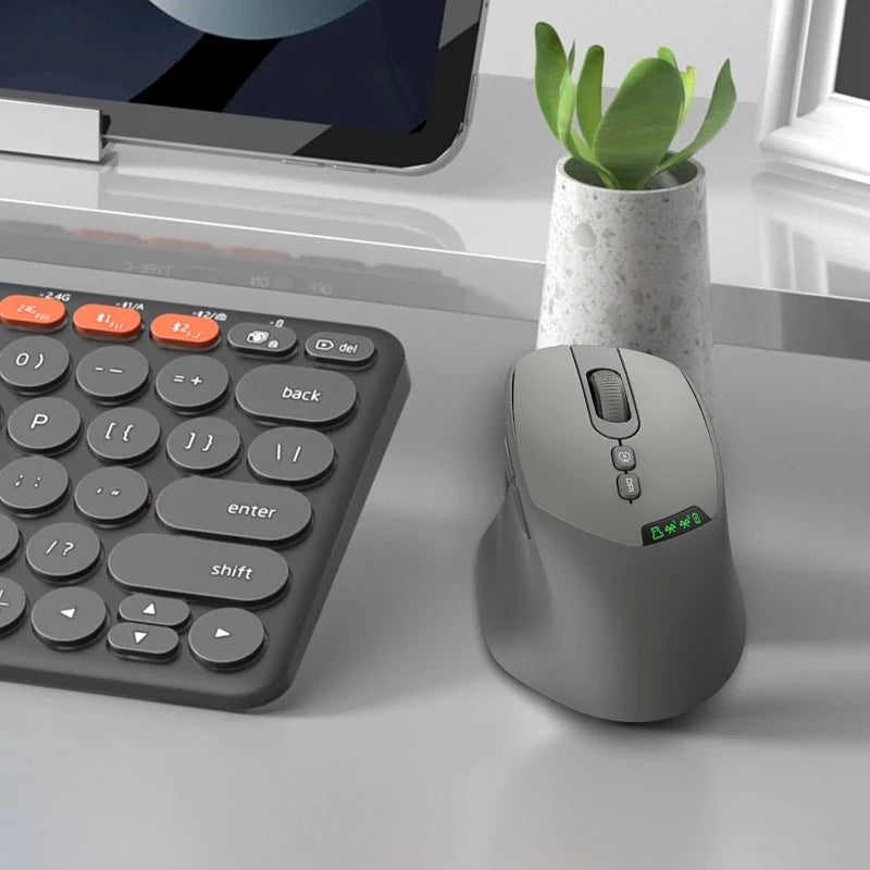 T02 Pro Wireless Mouse OLED Display,Dual Bluetooth/USB Connection,Quiet Design and Compatible with PC/Notebook