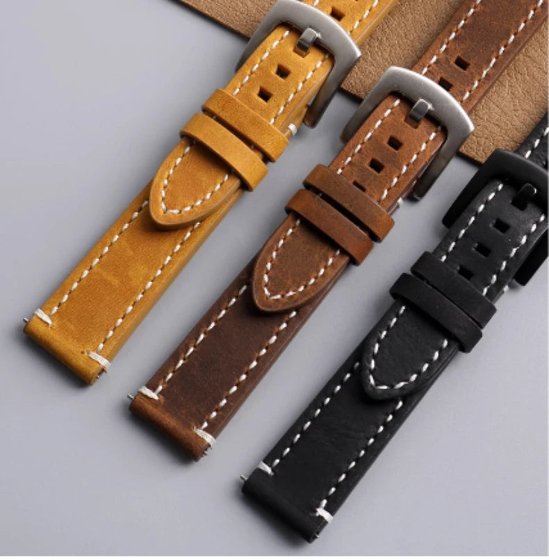 Cowhide Watchband For Casio A158 A168 f91w AE-1200WHD/A159/A169 AE1200 Watch Strap Quick release Soft Bracelet men accessories