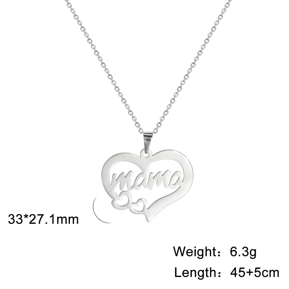 Skyrim Mother's Day Mama Letter Pendant Stainless Steel Necklace for Women Gifts love Pendant Neck Chain Exquisite Jewelry Gift
