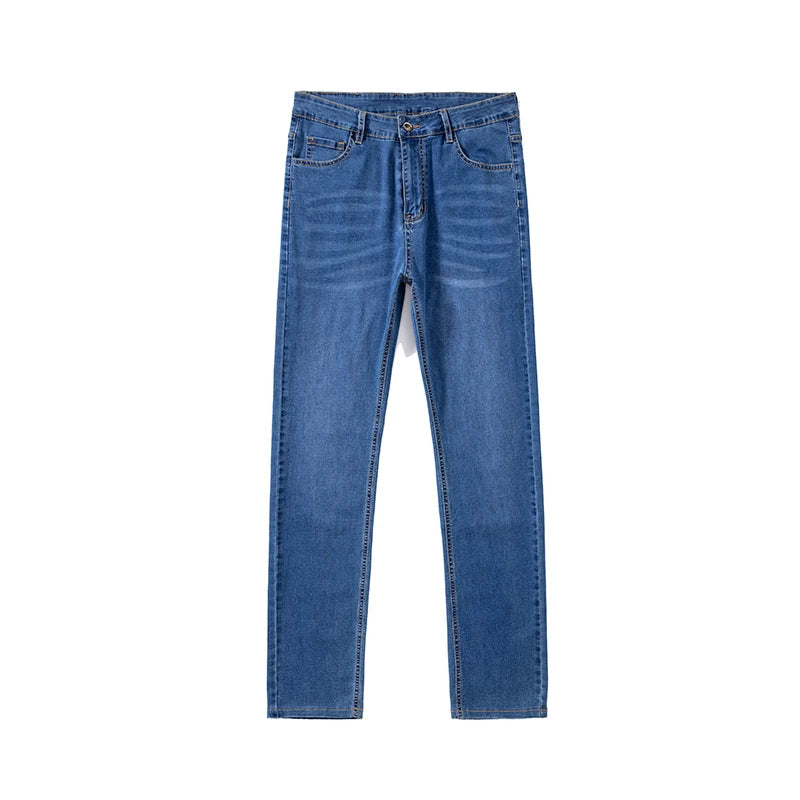 Summer Thin Mens Clothing Cowboys Slim Straight Jeans Men Denim Pants Casual Regular Fitness Men's Trousers Light Blue 2025