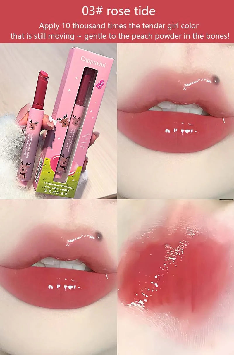 Shimmer Lip Jelly Pen Moisturizing Mirror Water Light Solid Lip Gloss Film-forming Non-Fading Gloss Lipstick Long-lasting Makeup