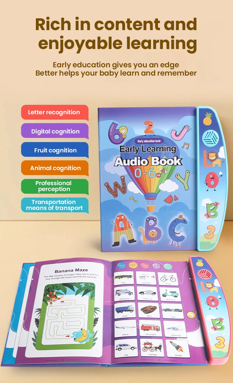 Children Electronic Book English Educational Sound Reading Machine Smart Electronic Books Story for Kids Students Children Gifts