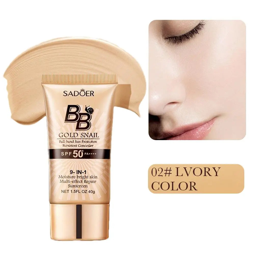 SADOER Gold Snail BB Cream Sunscreen Concealer Foundation Moisturizing Cream Daily Skin Care Sun Protection Isolation 40g 2026