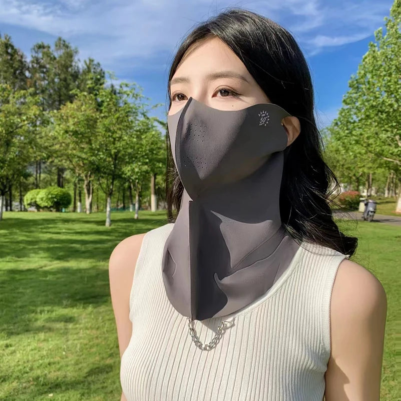 2PCS Ice Silk Sun Protection Mask Anti-Ultraviolet Neck Guard 3D Mask Summer Breathable Eye Protection Face Mask