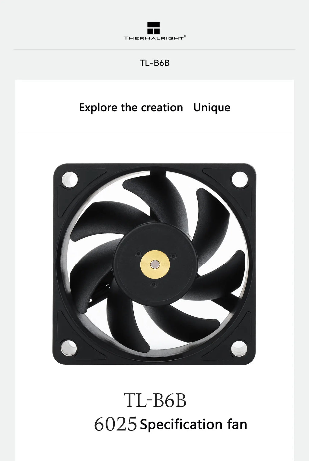 Thermalright TL-B6b chassis cooling fan, 60x60x25mm/3200rpm low noise and high-performance computer fan