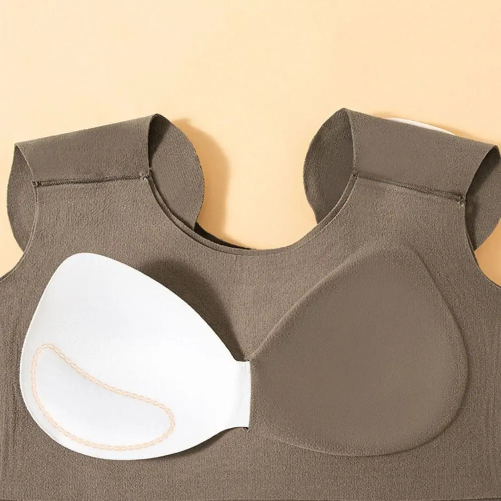 U-neck Right-angle Shoulder Vest Seamless Invisible Thermal Underwear Winter Autumn Sleeveless Underwear for Women