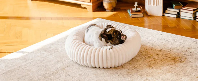 Pet Nest Rabbit Plush Pet Pad Long Hair Round Cat Nest Universal Warm Dog Bed in All Seasons Soft Cat House  Pet Accessories