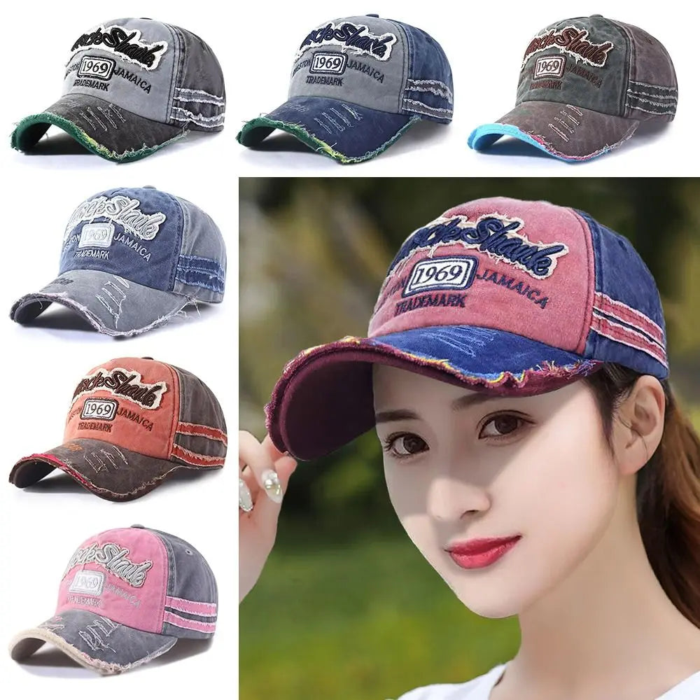 Outdoor Sports WASHED DENIM Adjustable Sunscreen Hats Baseball Hats Distressed Faded Cap Embroidery Baseball Caps