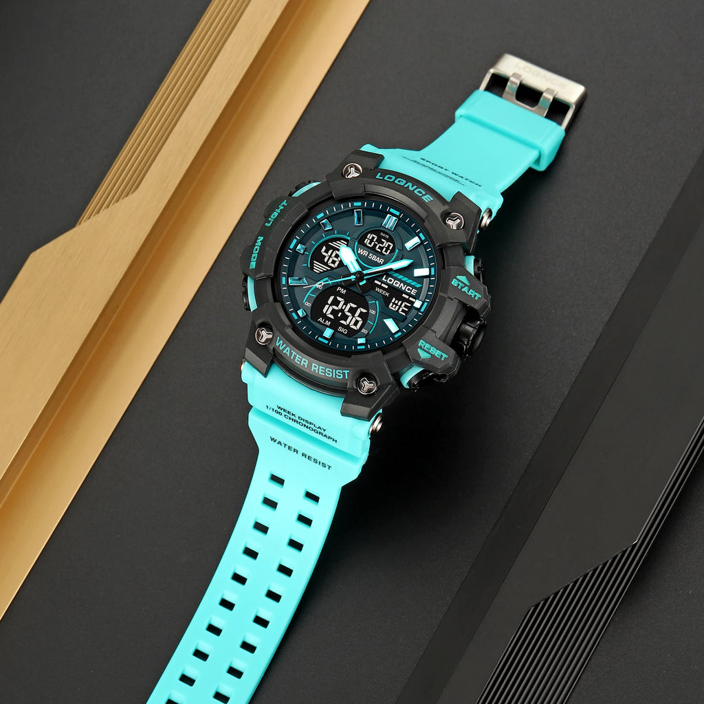 New LOQNCE 98007 Men's Watch For You 50M Waterproof Watches High Quality Movement Calendar Luminous Alarm Silicone Band With Box